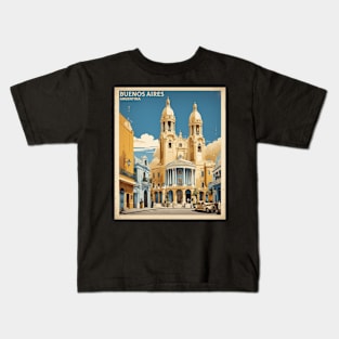 Recoleta La Boca and Tango Buenos Aires Argentina Vintage Tourism Poster Kids T-Shirt